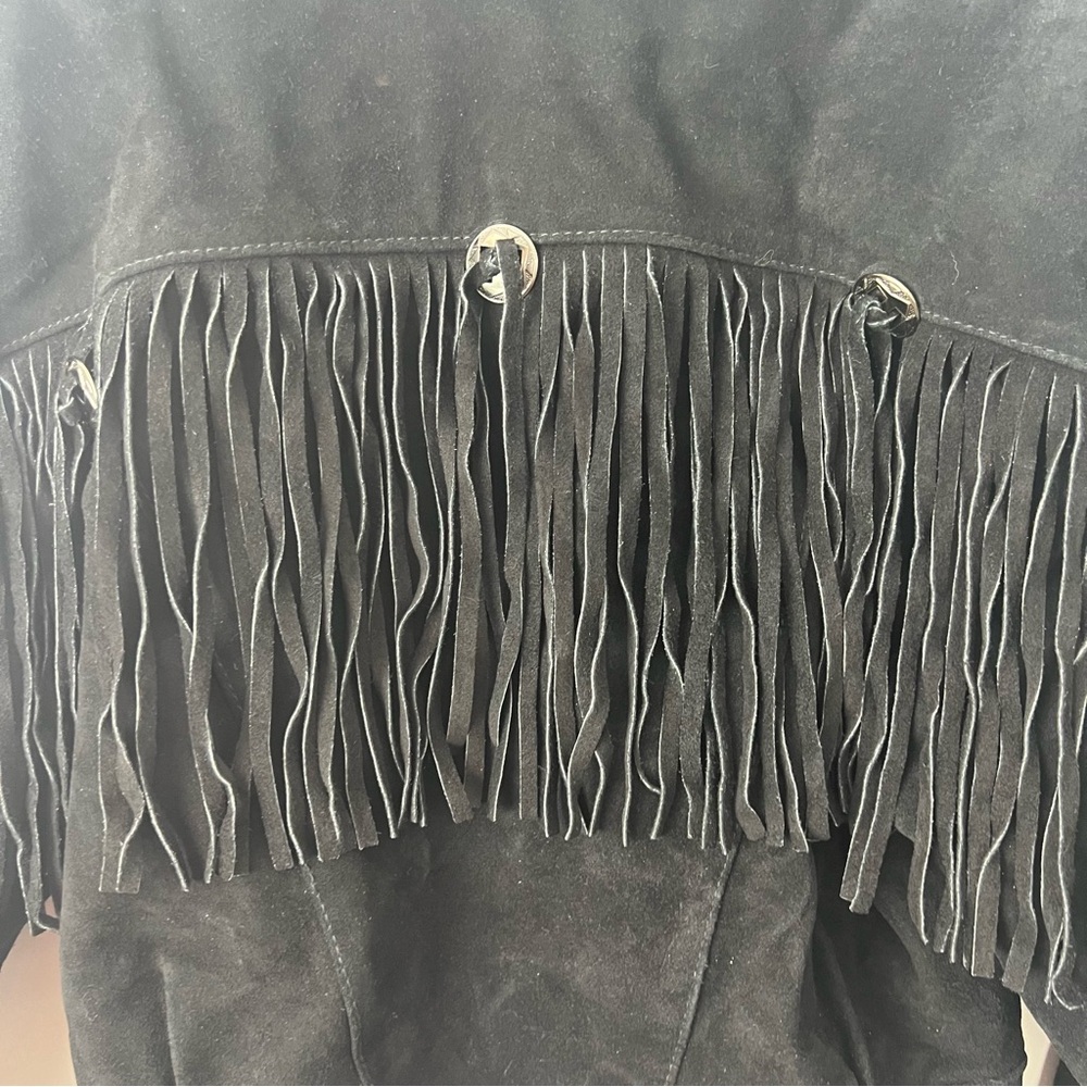 Vintage Conch Shells Suede Leather Fringe Jacket - Picture 9 of 9
